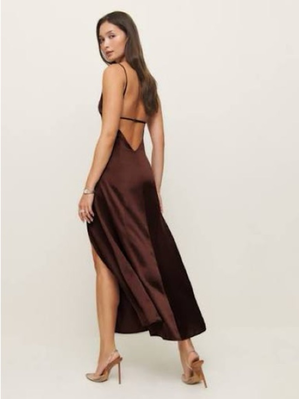 Reformation Melina Silk Dress in Mahogany - Picture 3 of 6
